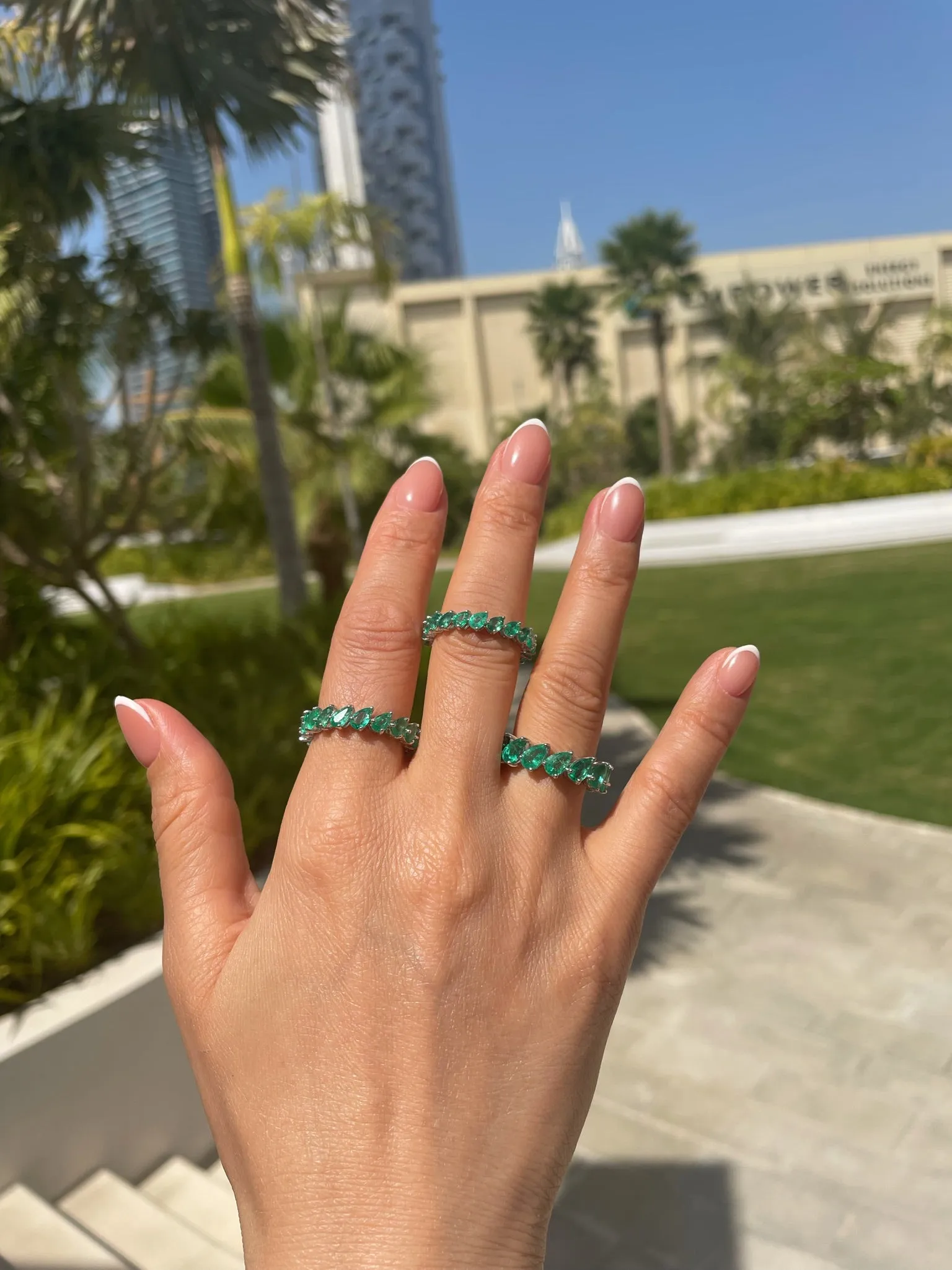 0.20ct Pear Emerald Eternity Ring