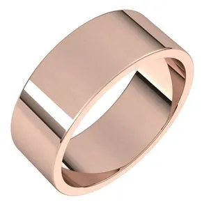 14K Rose 7 mm Flat Band Size 10