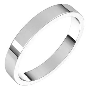 14K White 3 mm Flat Band Size 3.5