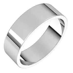 14K White 6 mm Flat Band Size 14.5