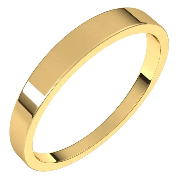 14K Yellow Gold 3 mm Flat Tapered Wedding Band