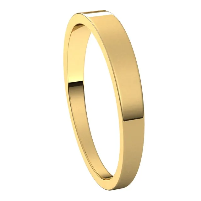 14K Yellow Gold 3 mm Flat Tapered Wedding Band