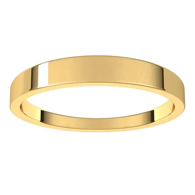 14K Yellow Gold 3 mm Flat Tapered Wedding Band