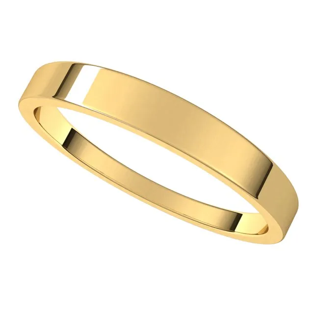 14K Yellow Gold 3 mm Flat Tapered Wedding Band