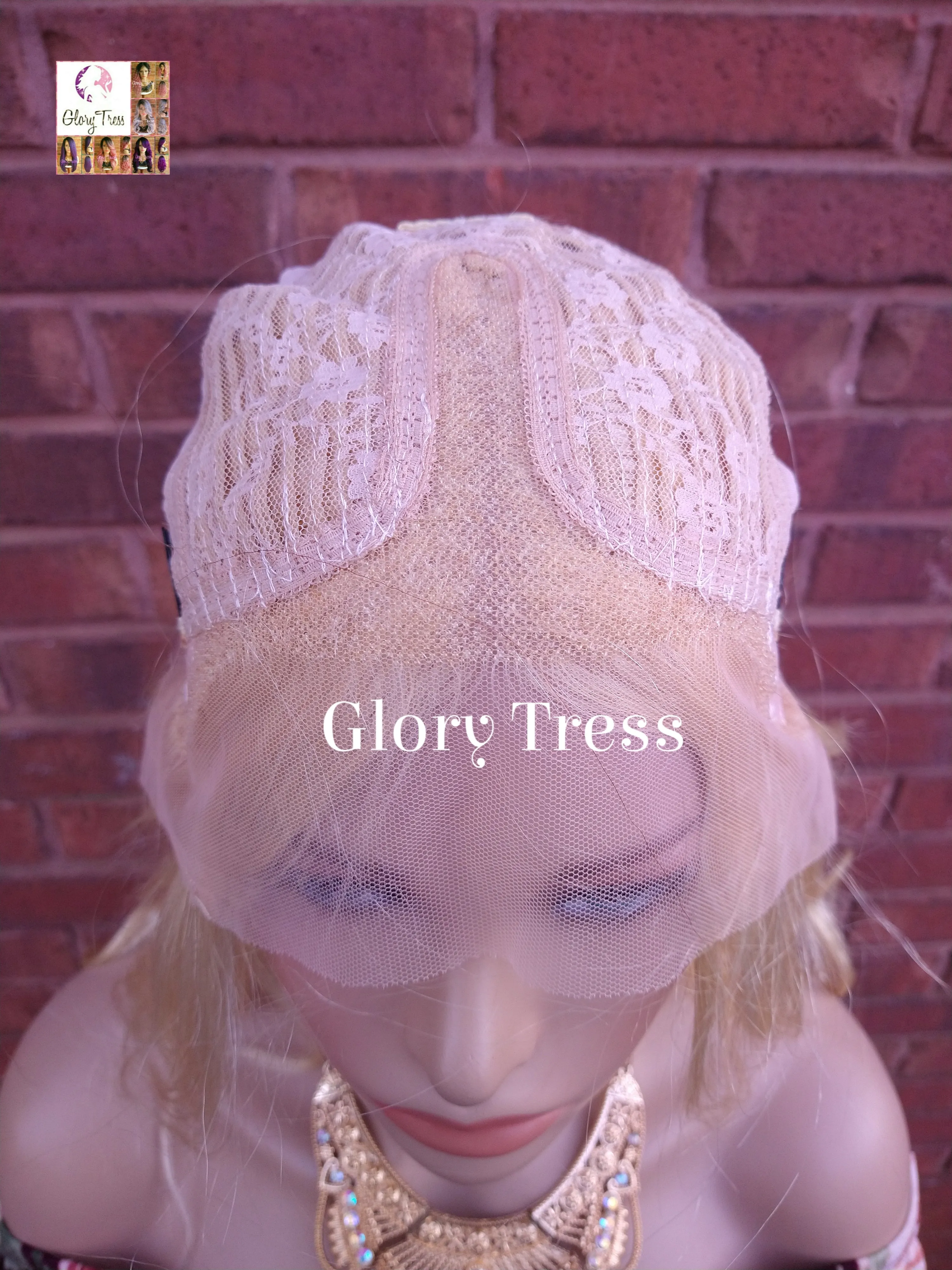24" Wavy Blonde Lace Front Wig Human Hair Wig 100% Brazilian Remy Wig 613 Platinum Blonde Lace Part Wig - DIVINE