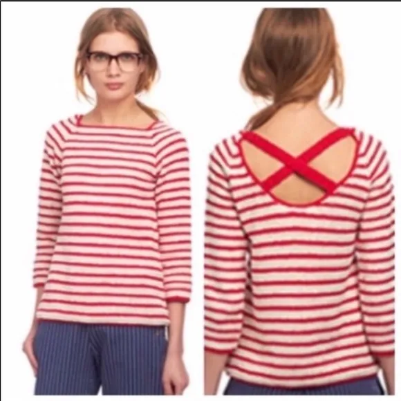 Anthro Lauren moffatt Red striped knit sweater