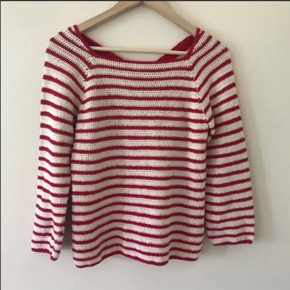 Anthro Lauren moffatt Red striped knit sweater