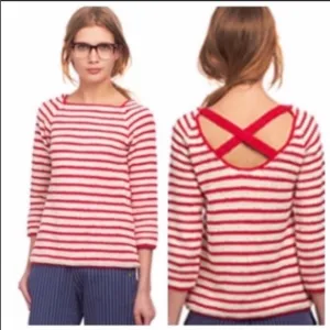 Anthro Lauren moffatt Red striped knit sweater
