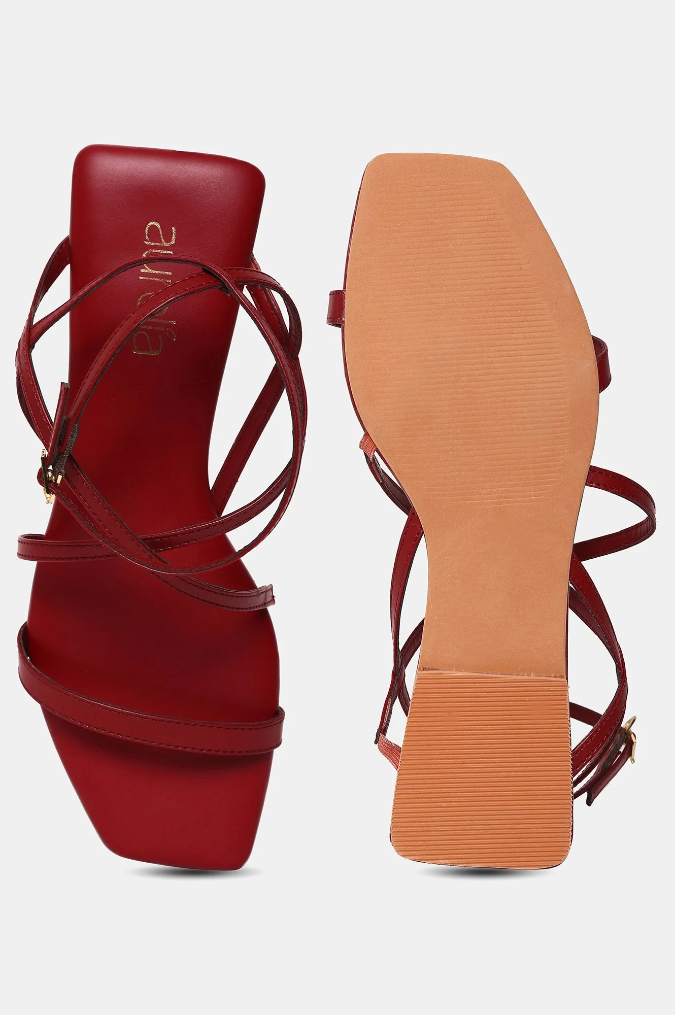 AURELIA BURGUNDY Square Toe Flat-ZKELLY
