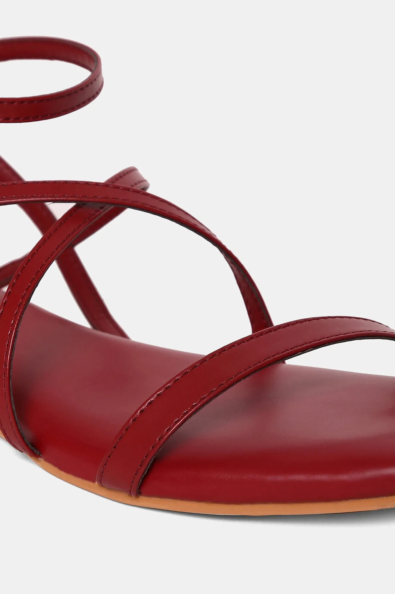 AURELIA BURGUNDY Square Toe Flat-ZKELLY