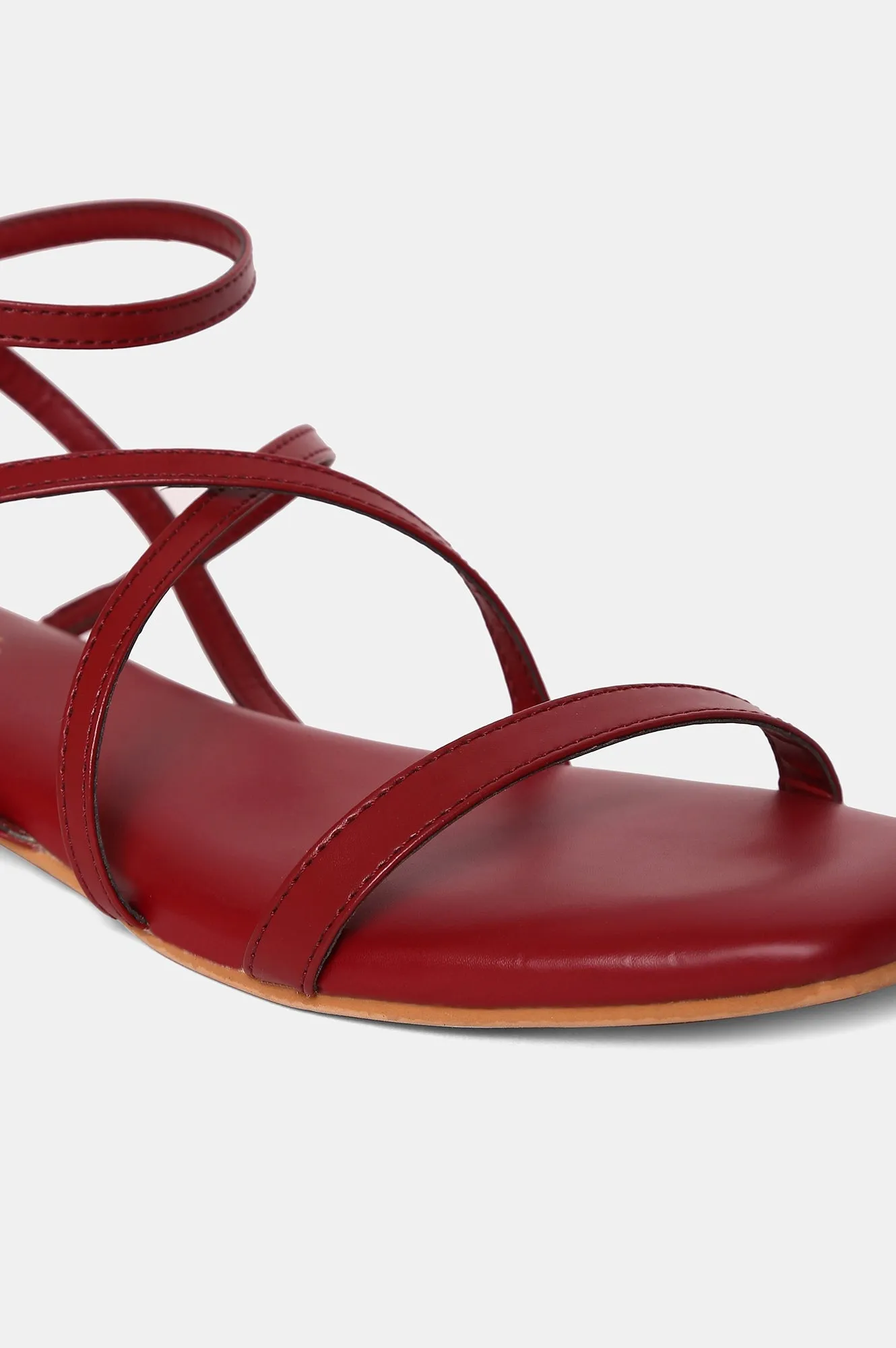 AURELIA BURGUNDY Square Toe Flat-ZKELLY