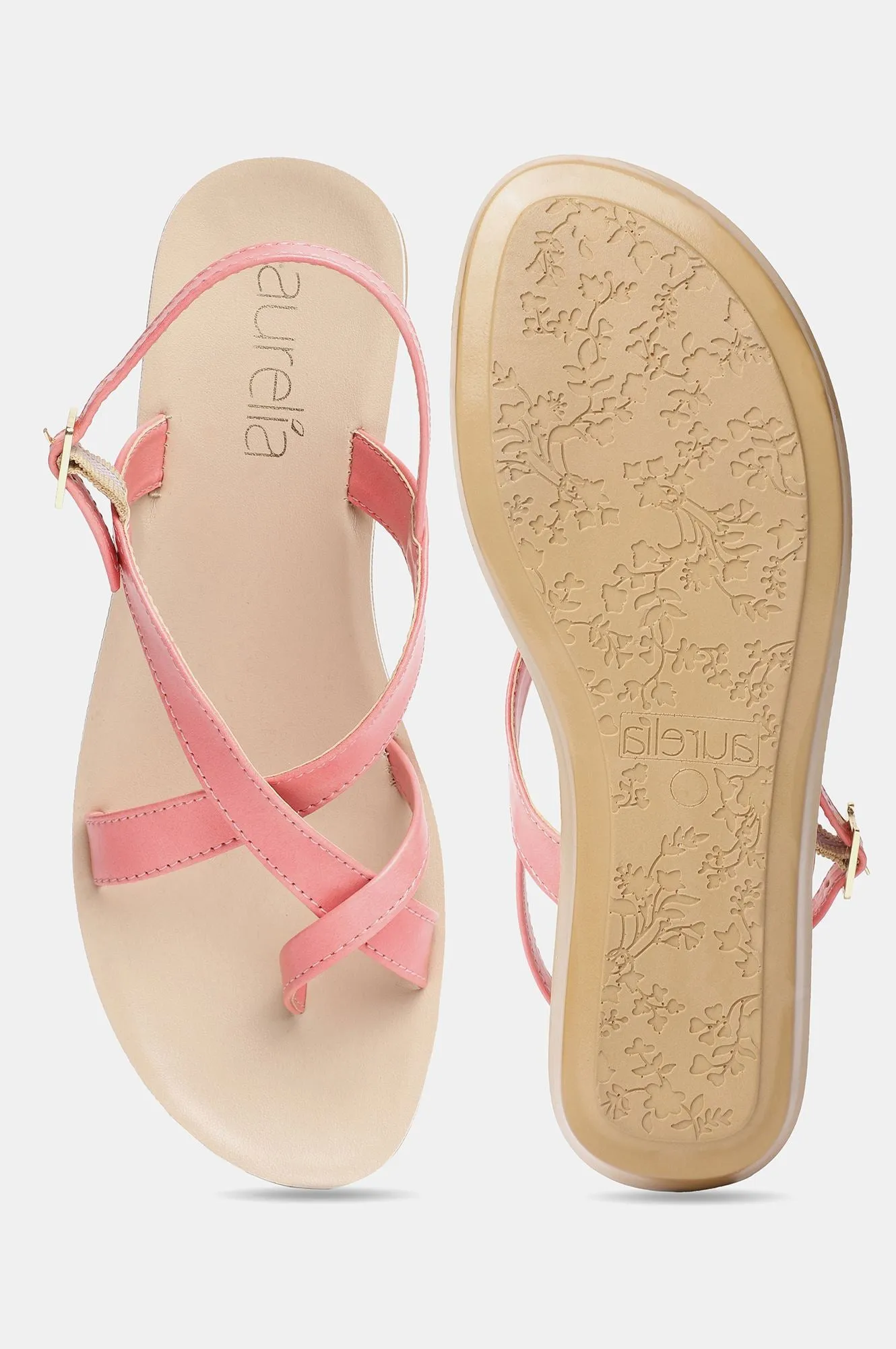 Aurelia Pink Solid Almond Toe-Zrosa