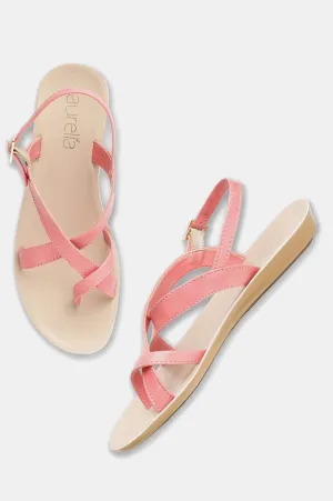 Aurelia Pink Solid Almond Toe-Zrosa
