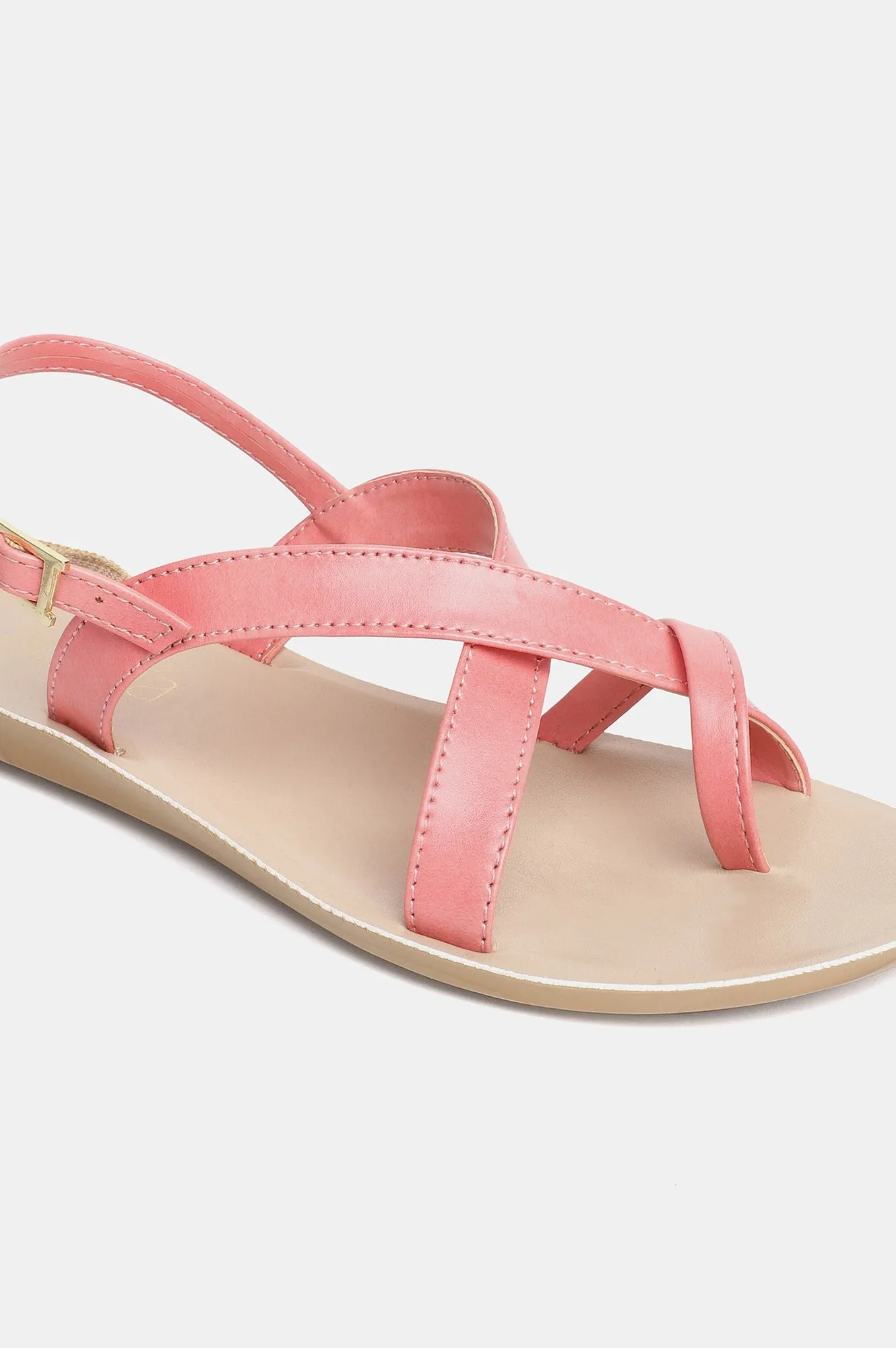 Aurelia Pink Solid Almond Toe-Zrosa