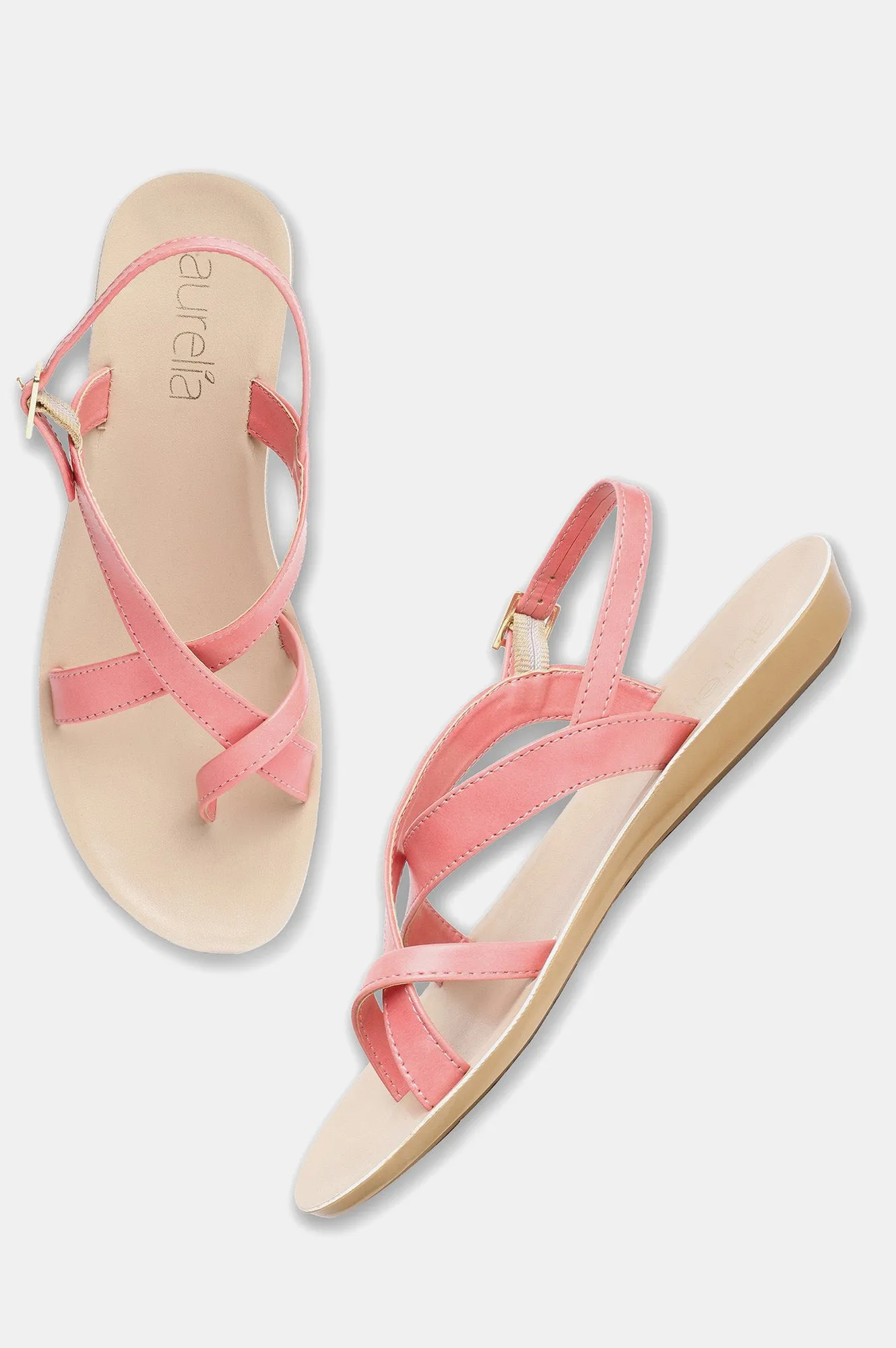 Aurelia Pink Solid Almond Toe-Zrosa
