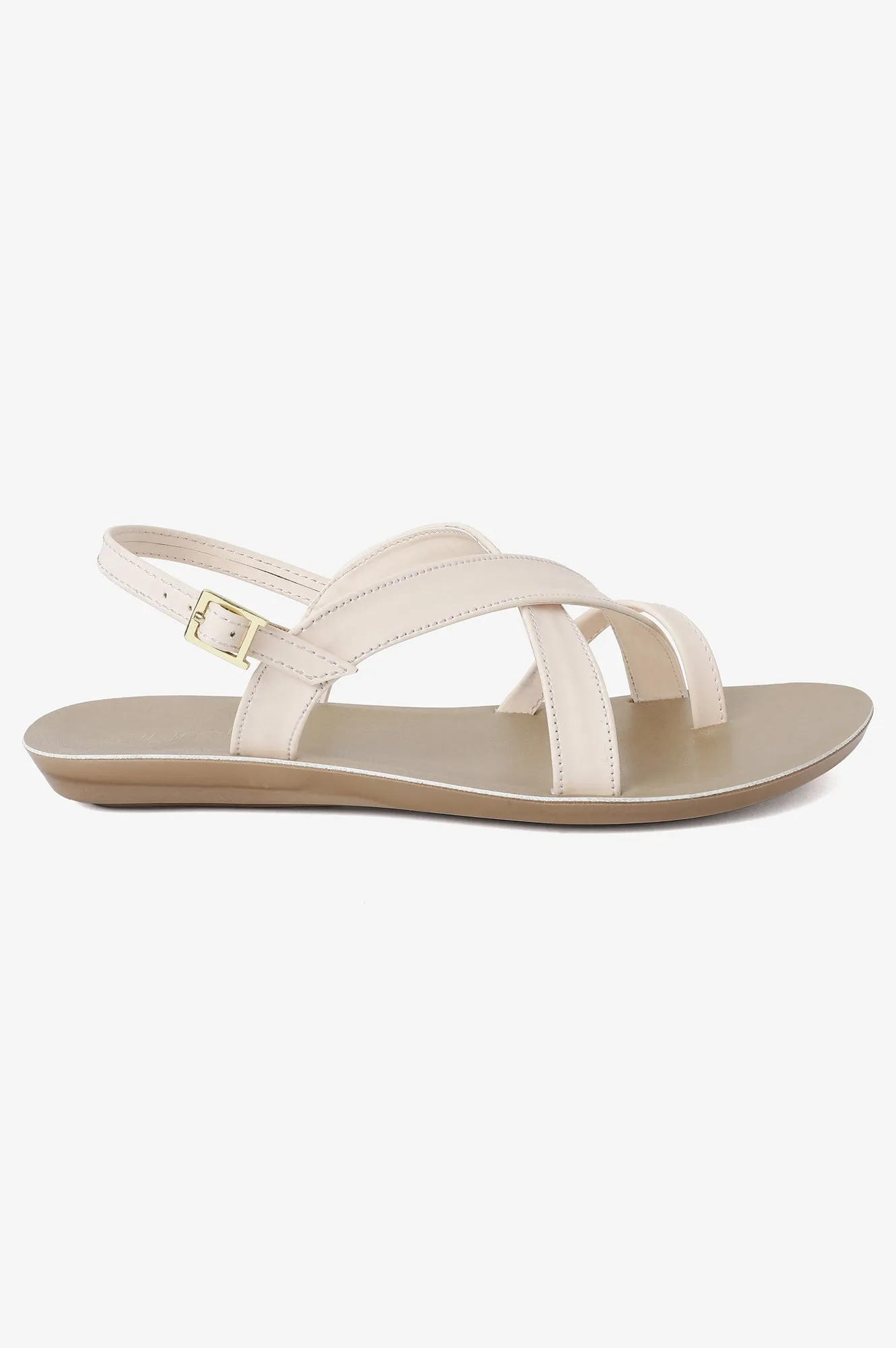 Aurelia Solid Ecru Almond Toe Flat