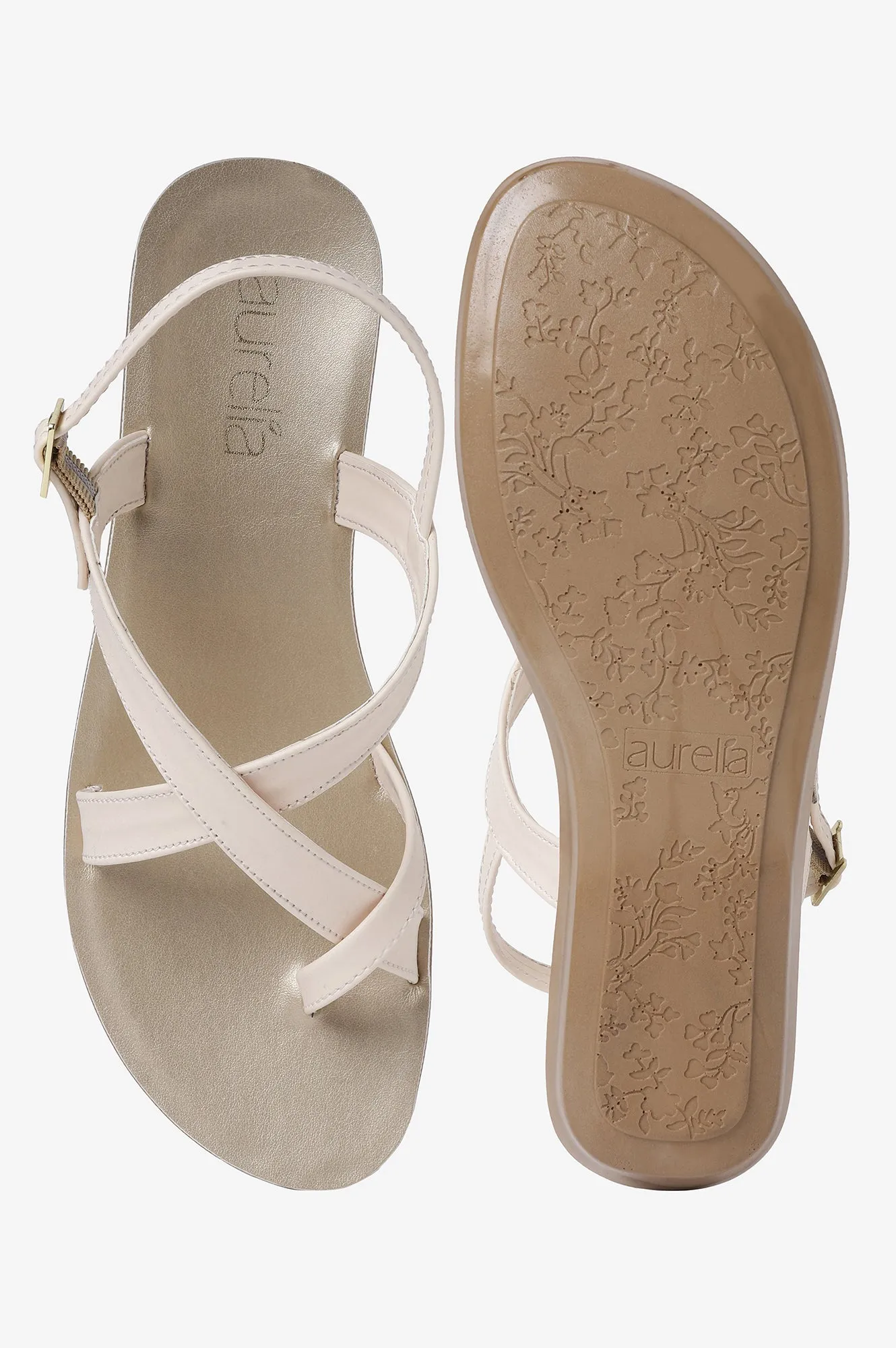 Aurelia Solid Ecru Almond Toe Flat