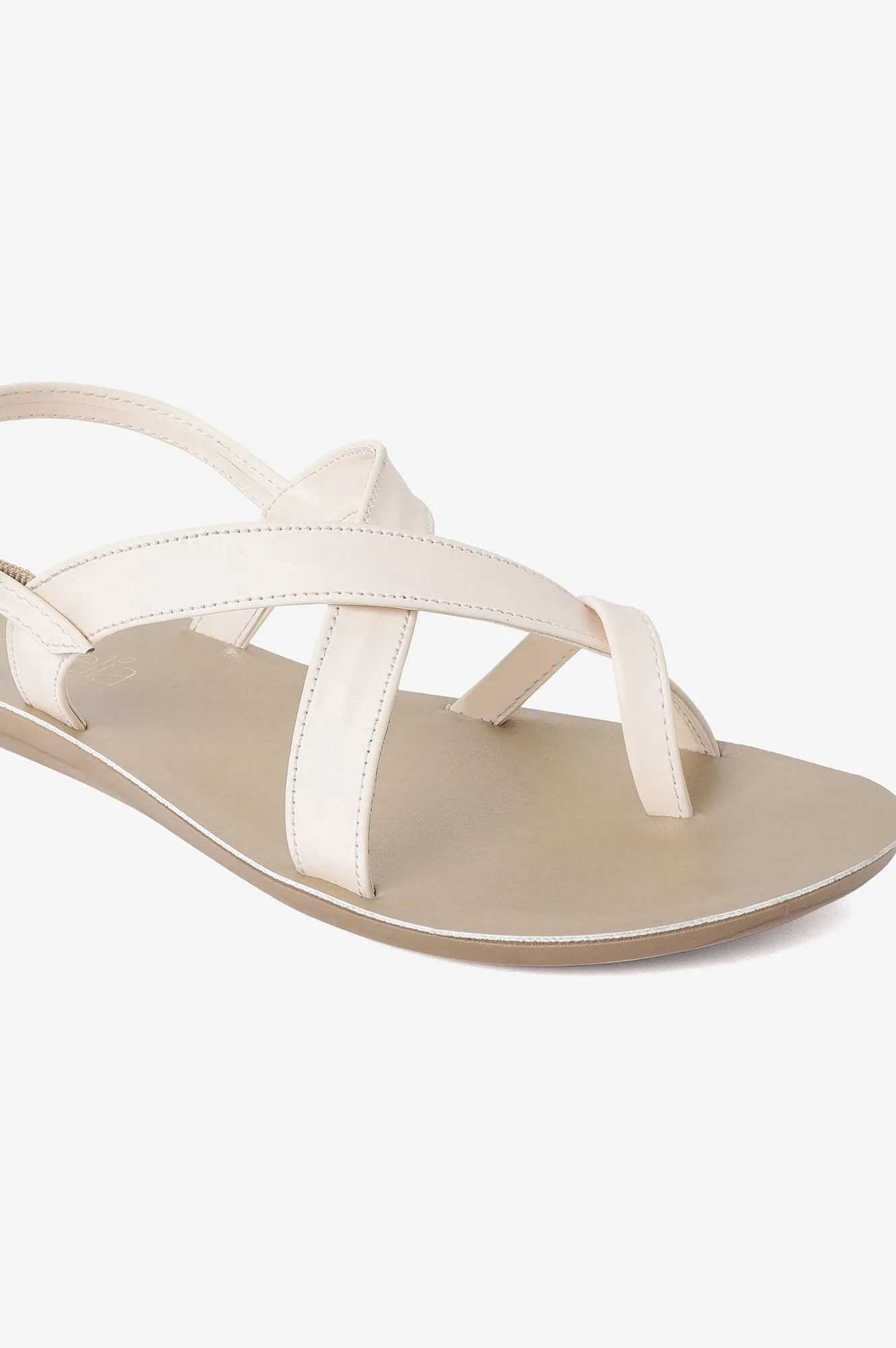 Aurelia Solid Ecru Almond Toe Flat