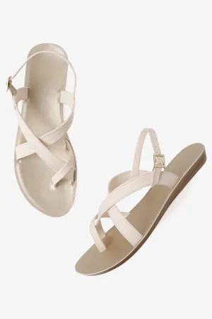 Aurelia Solid Ecru Almond Toe Flat