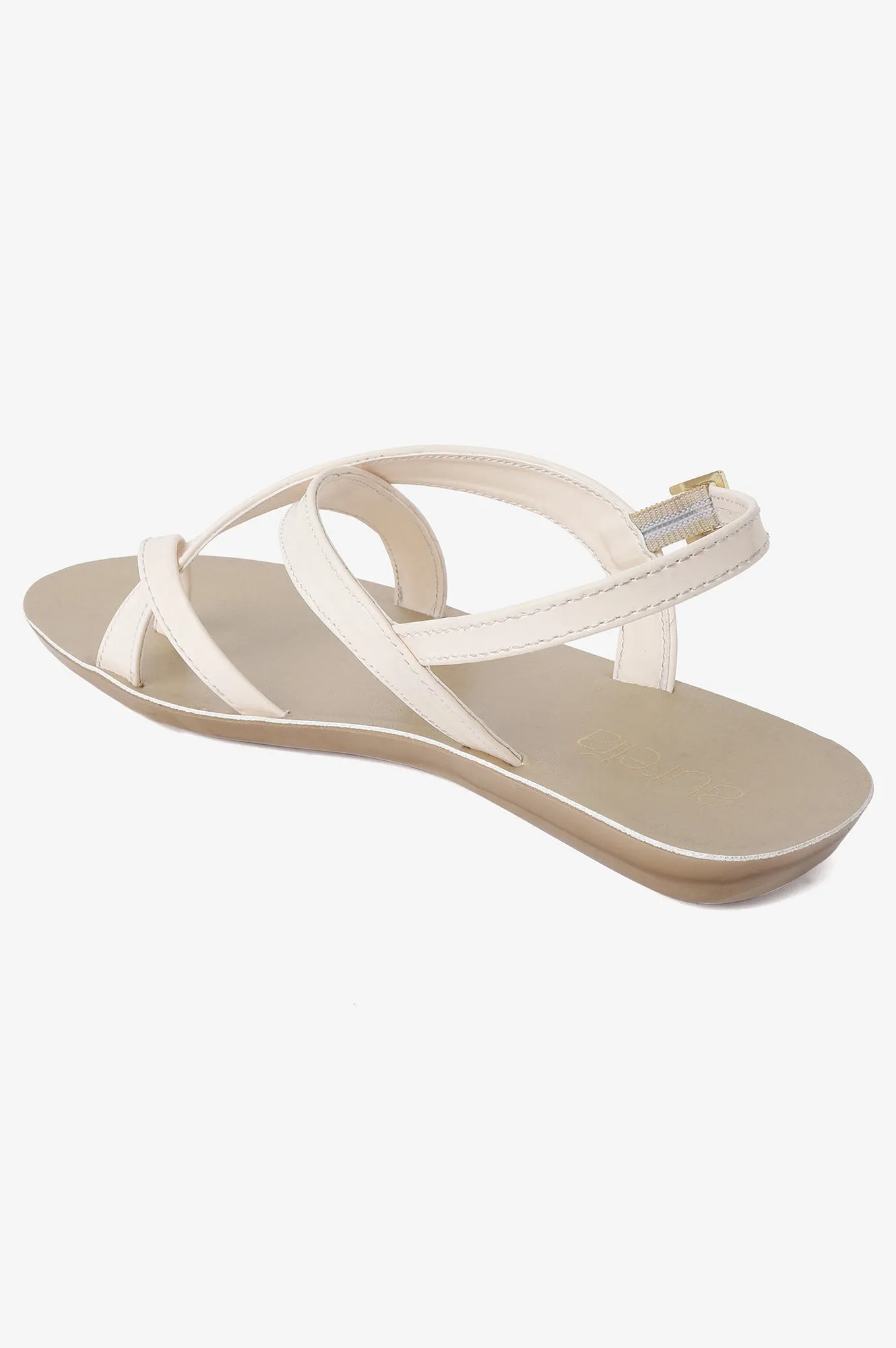 Aurelia Solid Ecru Almond Toe Flat