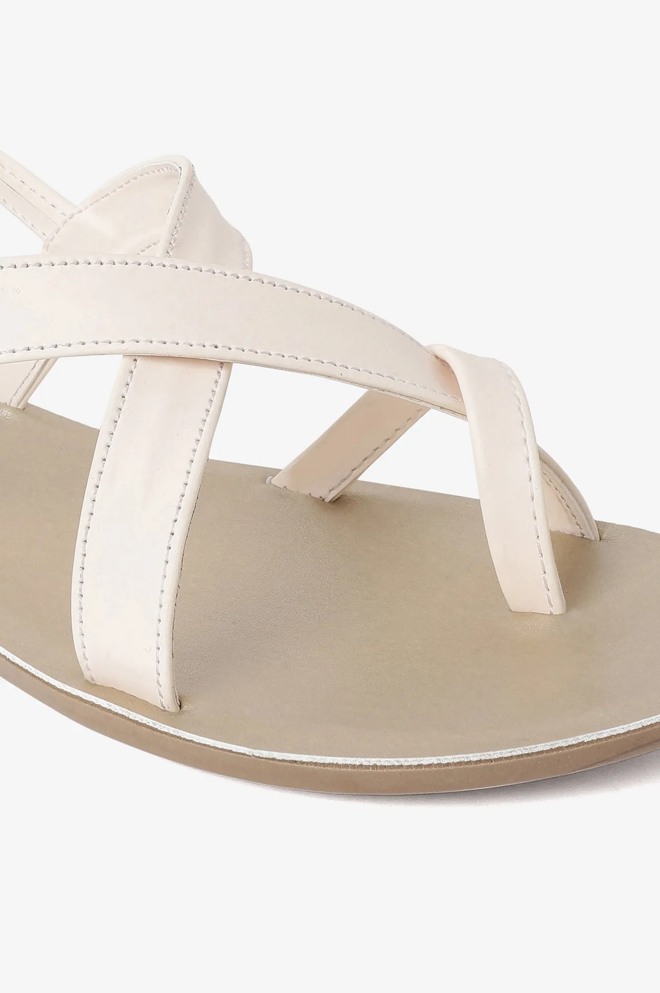 Aurelia Solid Ecru Almond Toe Flat