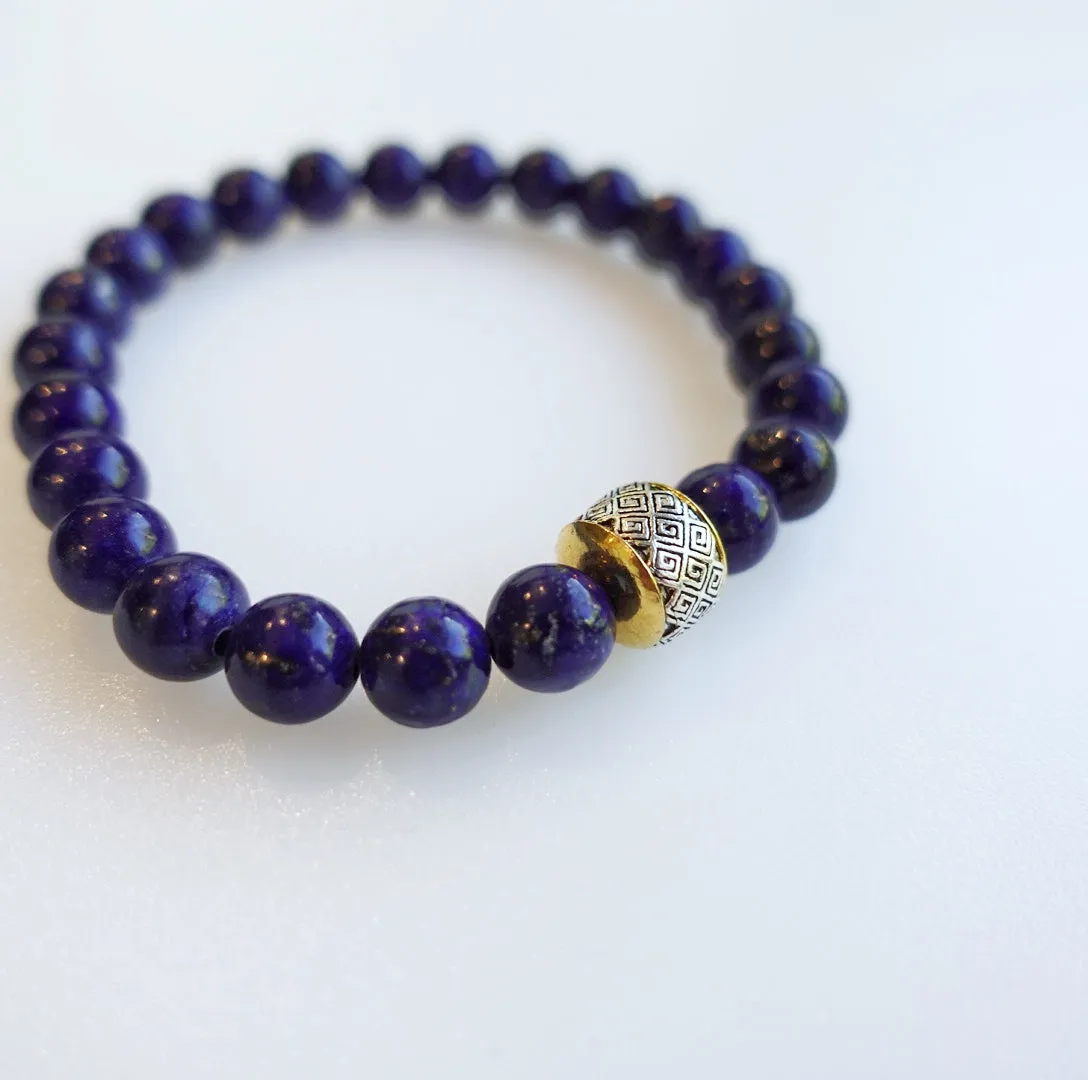 Auspicious Beaded Lapis Bracelet