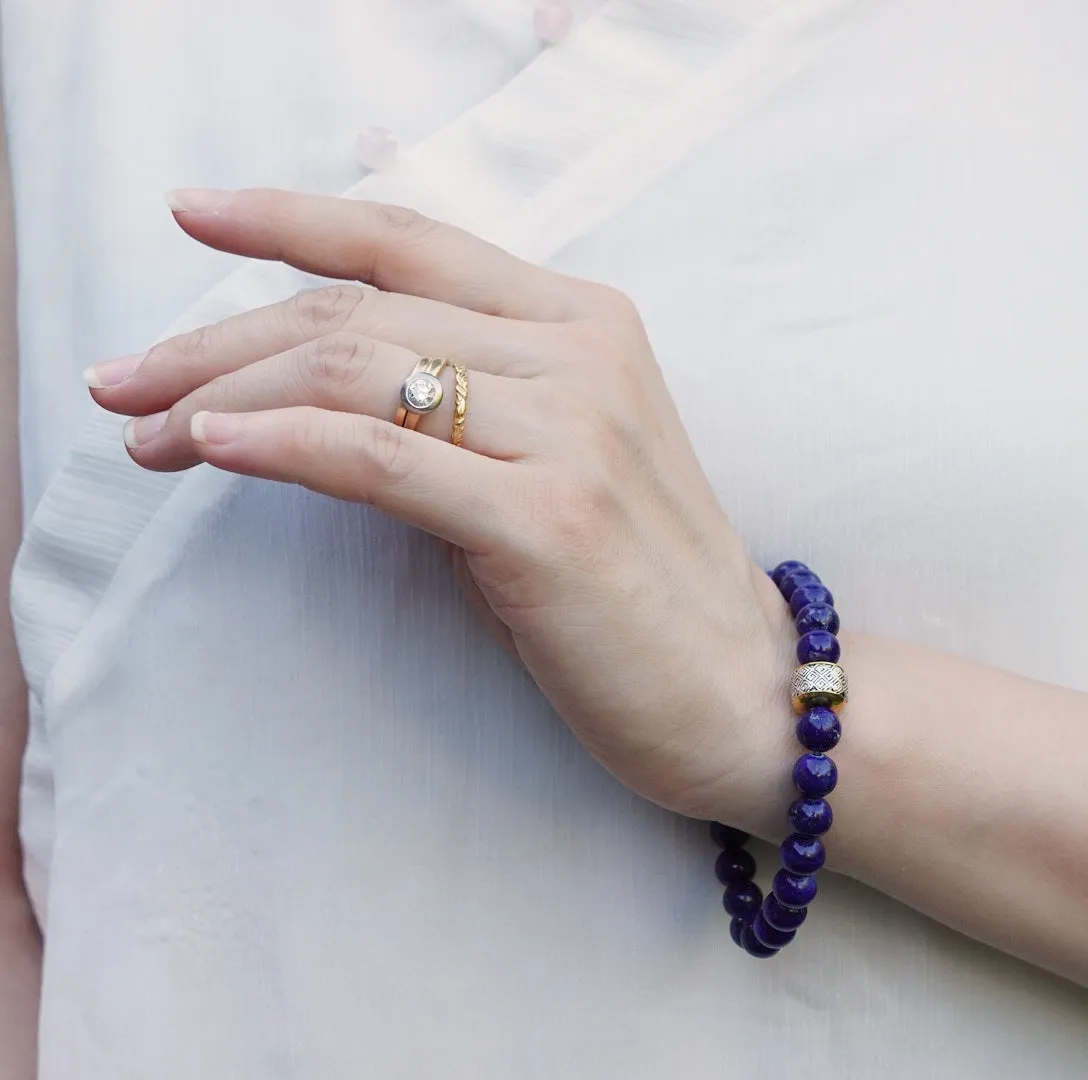 Auspicious Beaded Lapis Bracelet