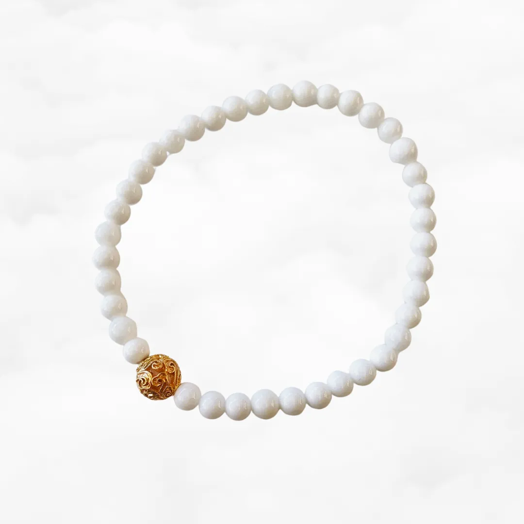 Auspicious Beaded Tridacna Bracelet 4mm