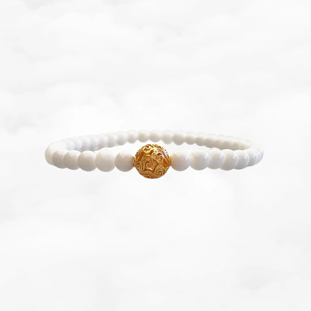 Auspicious Beaded Tridacna Bracelet 4mm