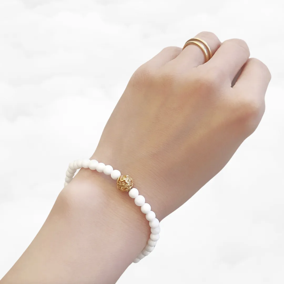 Auspicious Beaded Tridacna Bracelet 4mm