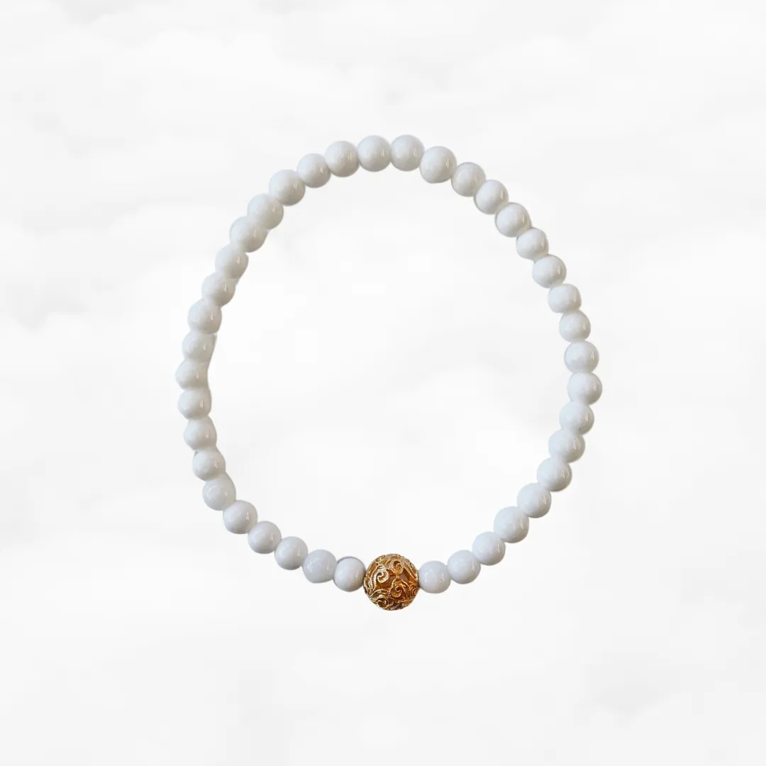 Auspicious Beaded Tridacna Bracelet 4mm