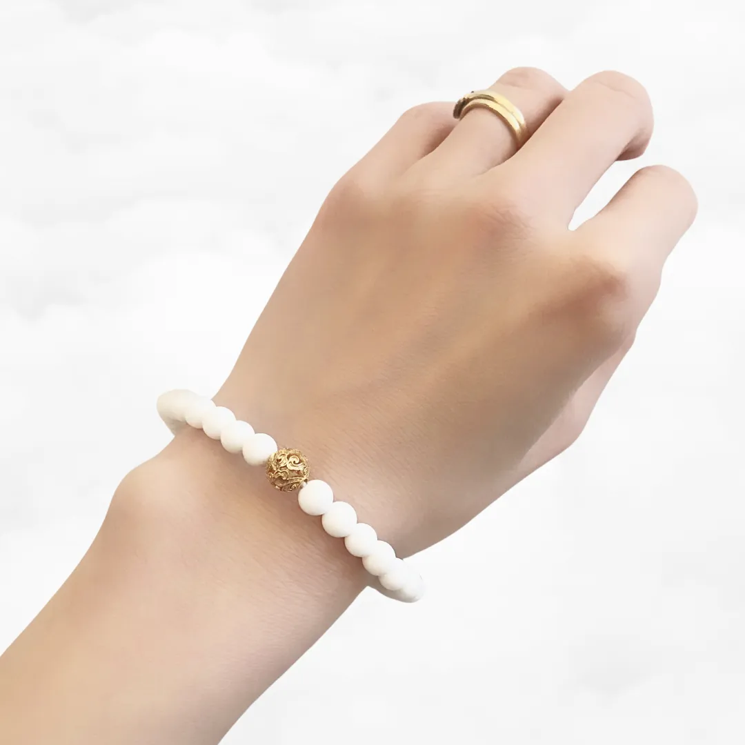 Auspicious Beaded Tridacna Bracelet 6mm
