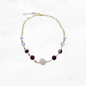 Autumn Gemstone and Pearl Station Necklace