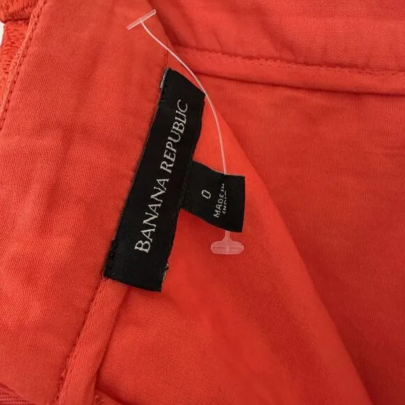 Banana Republic A-Line Lace Cutout Midi Skirt Fully Lined‎ Romantic Coral Orange