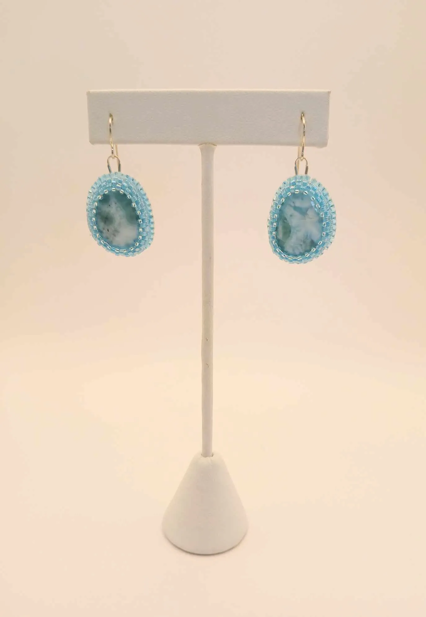 Bead embroidered Larimar