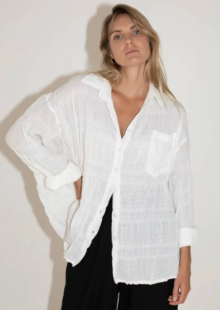 Beiged Everyday Shirt Romance White