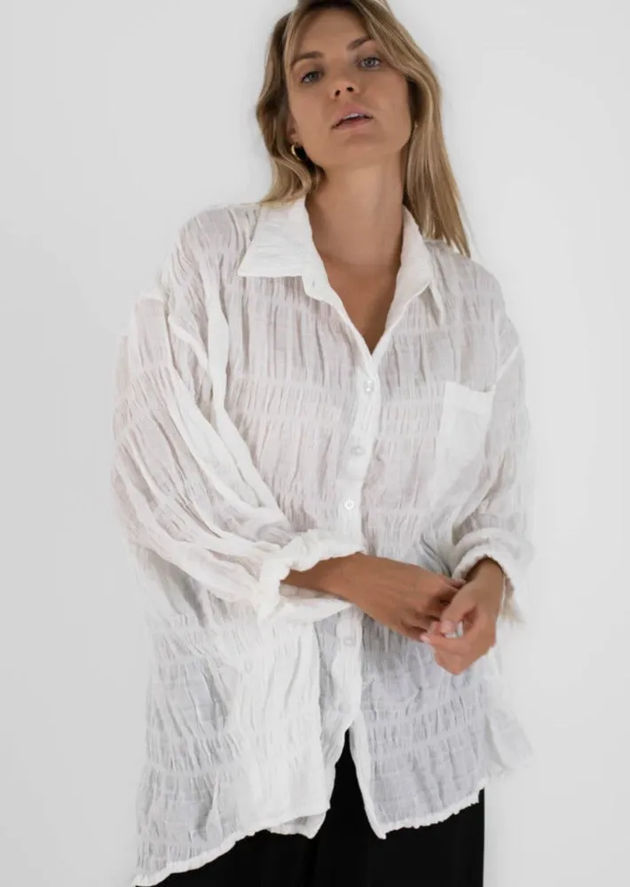 Beiged Everyday Shirt Romance White