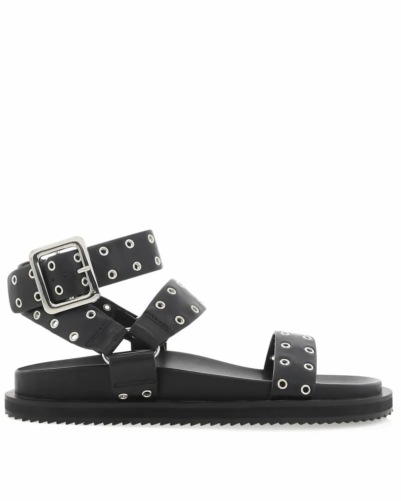 Billini Zosia Black Chunky Sandals with Silver Eyelets on  Straps