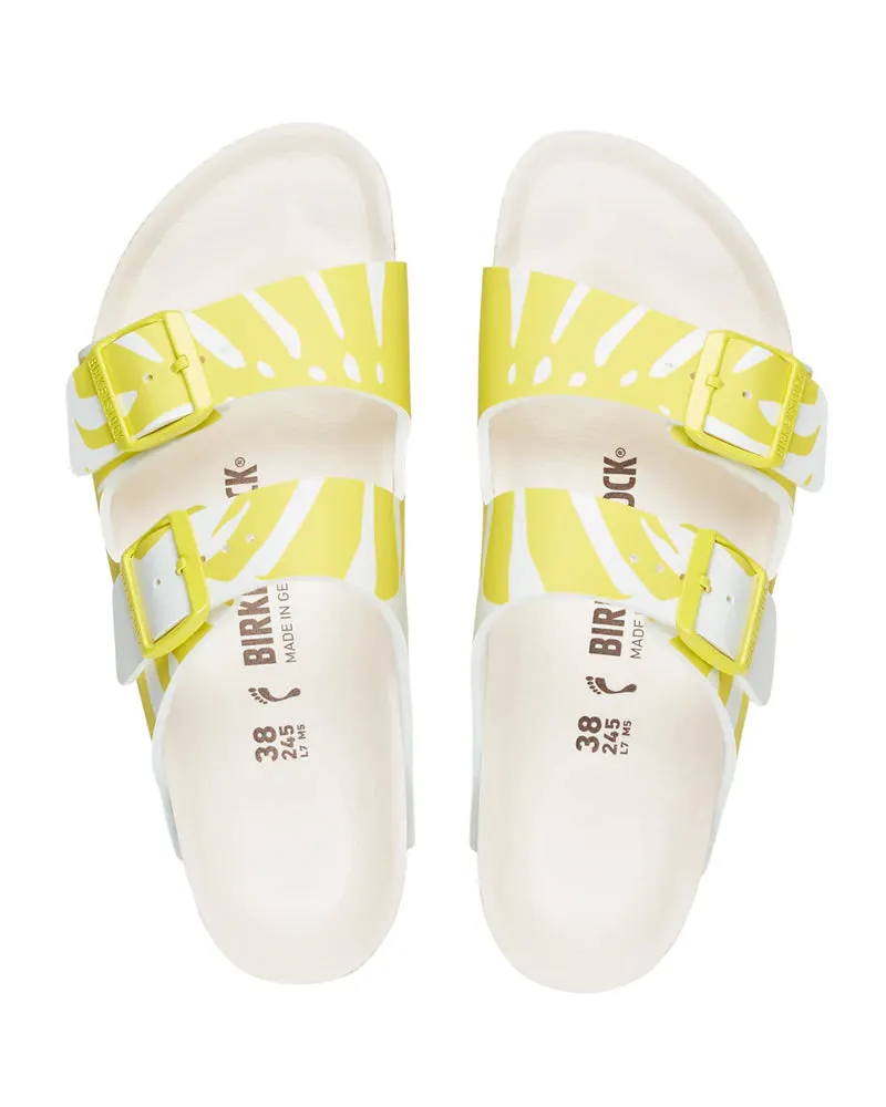 Birkenstock Arizona Birko Flor Monstera White/Lime Sour Narrow
