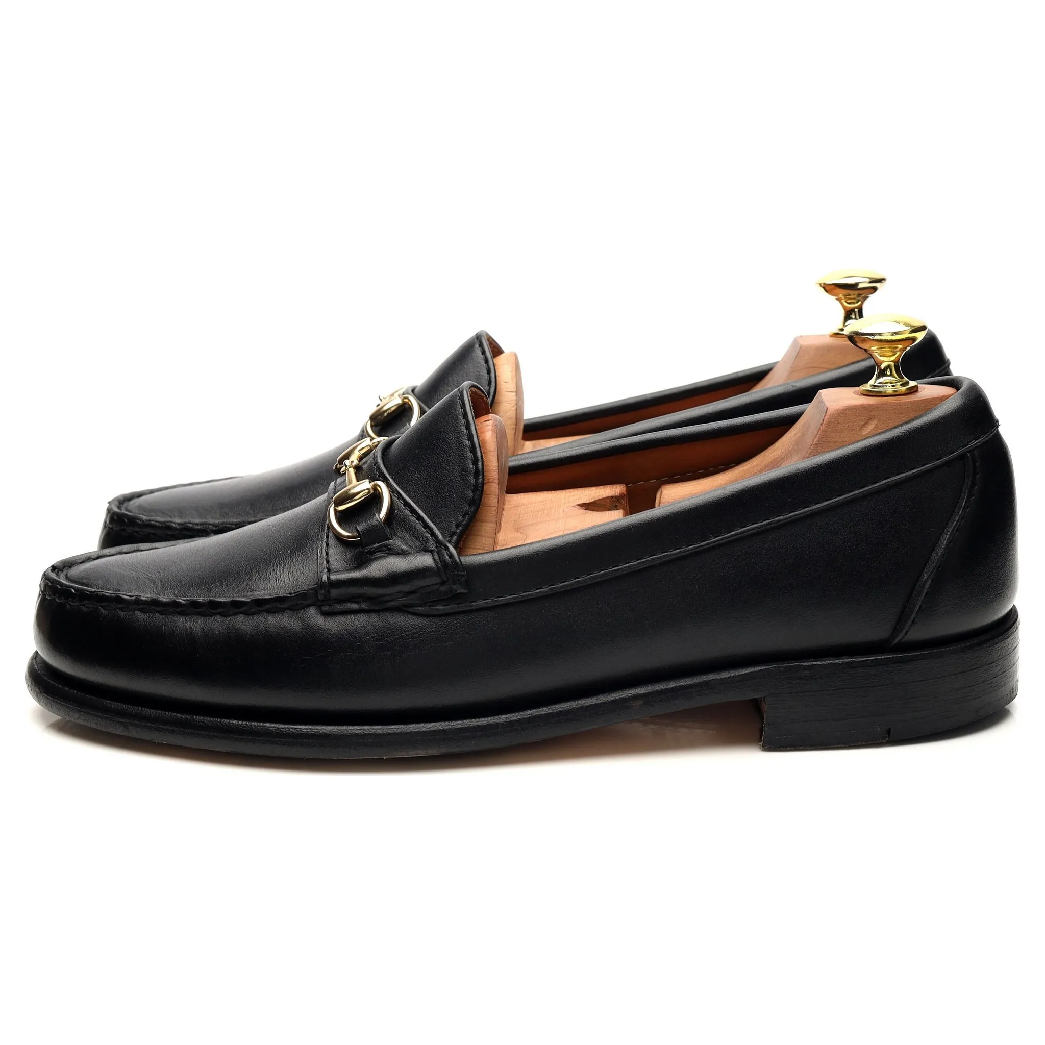'Bit Loafer' Black Leather Horsebit Loafers UK 8.5 US 9 D