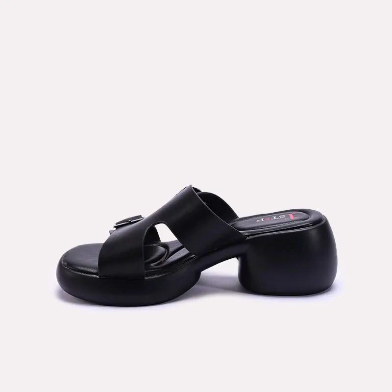 Black Comfy Chunky Casual Slippers 0413243