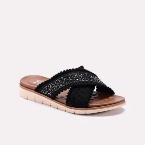 Black Comfy Criss Cross Slides 0413222