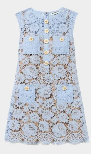 Blue Fine Lace Mini Dress