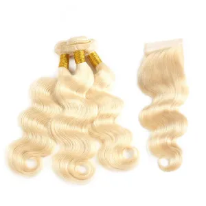 Brazilian Body Wave Human Hair Bundles with Lace Closure