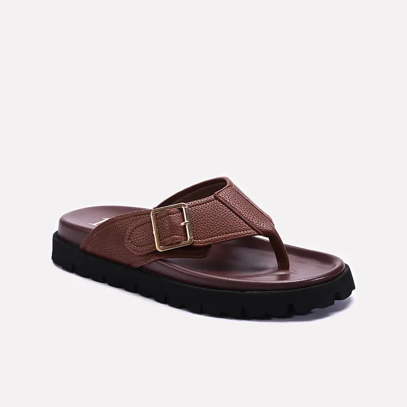 Brown Comfy Flip Flops For Men 0151089