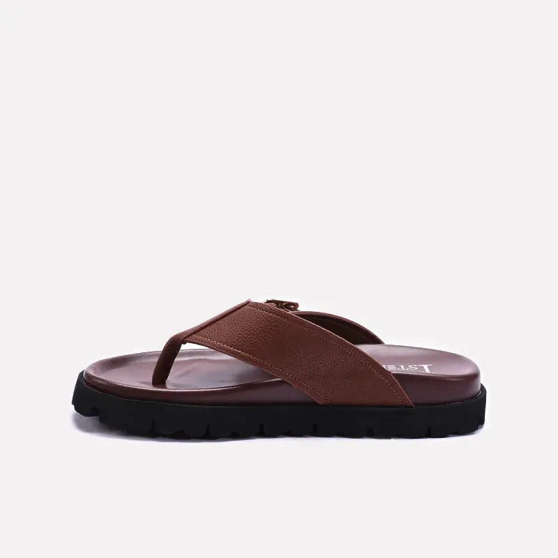 Brown Comfy Flip Flops For Men 0151089