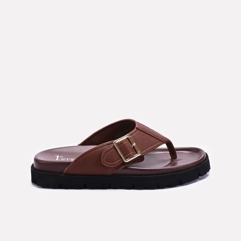 Brown Comfy Flip Flops For Men 0151089