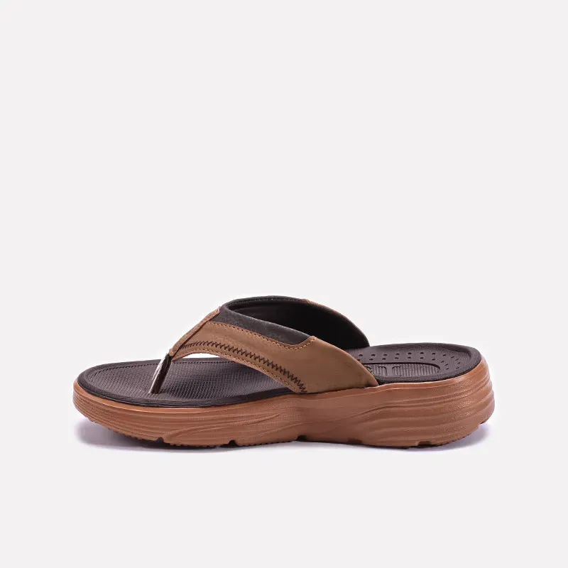 Brown Comfy Sports Slippers For Men 0151097