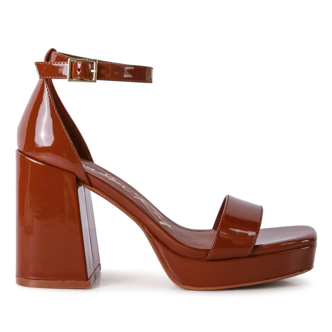 Brown High Block Heeled Platform Sandals