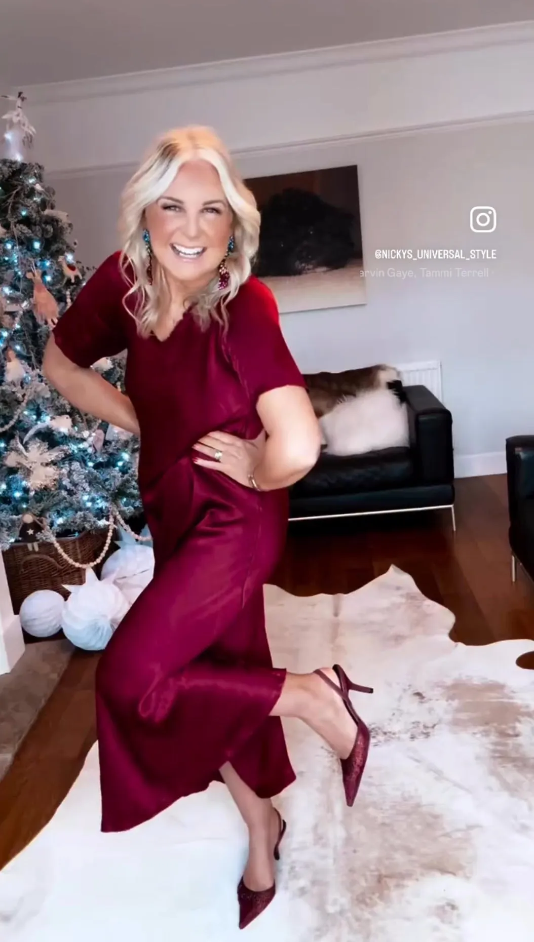 Burgundy Short Sleeve Satin Slip Dress